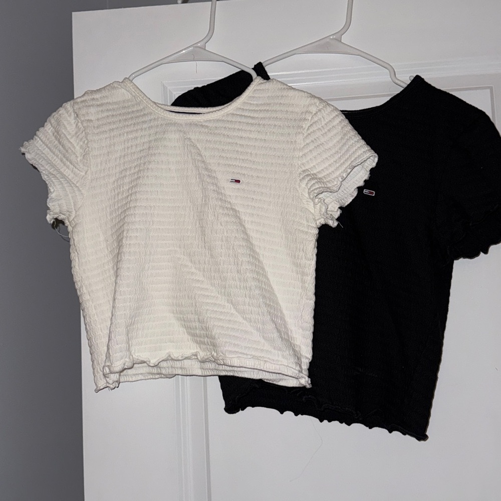 Tommy Hilfiger Textured White and Black Tees